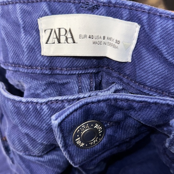 Zara Indigo Blue High Waisted Wide Leg Jeans 8 - Picture 5 of 6